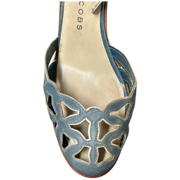 Marc Jacobs Blue Leather D'Orsay Heels with Silver Cutout Ankle Strap Size‎ 39.5 - Picture 3 of 9